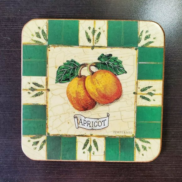 Pimpernel Coasters, set of 6, Cork Backed, Fruit Medley, Apple Cherry Grape Pear - Picture 8 of 9